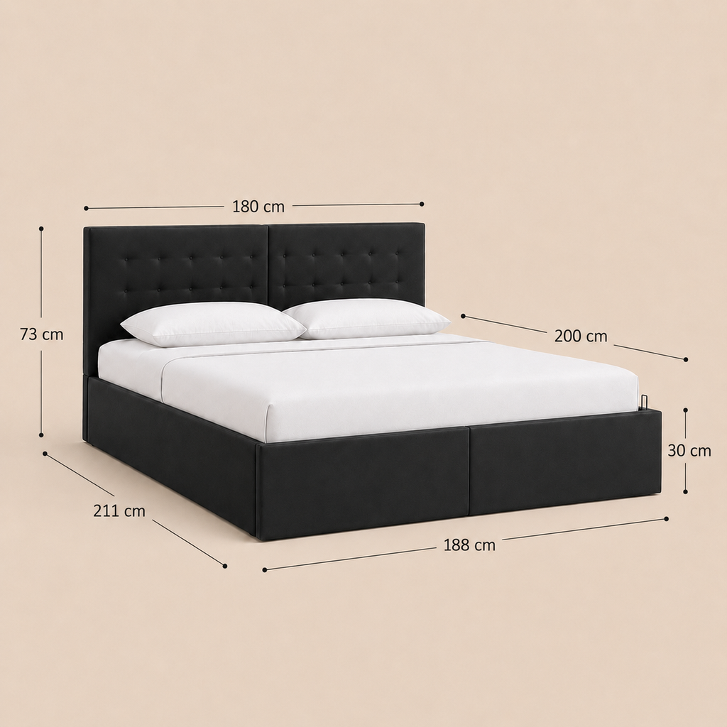 Lit Coffre NoliaHome – Tête de Lit Intégrée & Grand Rangement