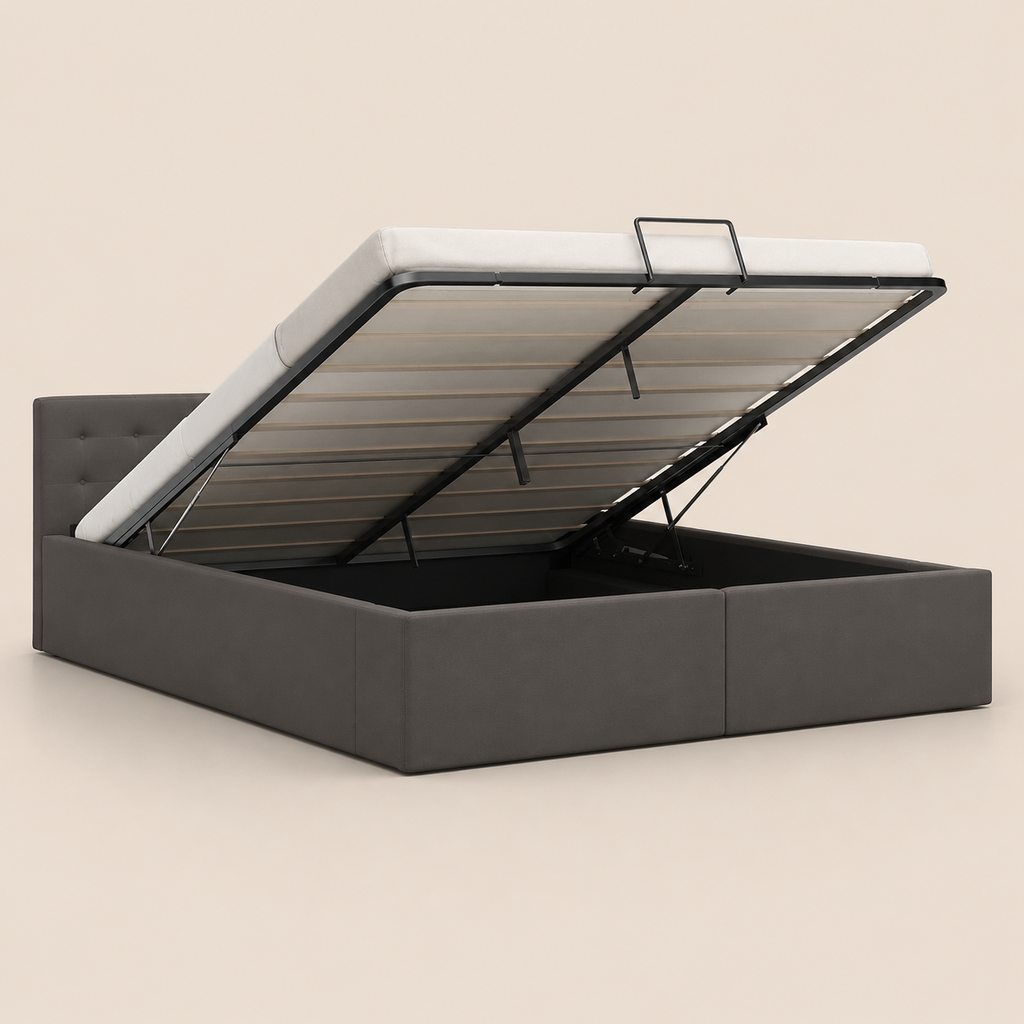 Lit Coffre NoliaHome – Tête de Lit Intégrée & Grand Rangement