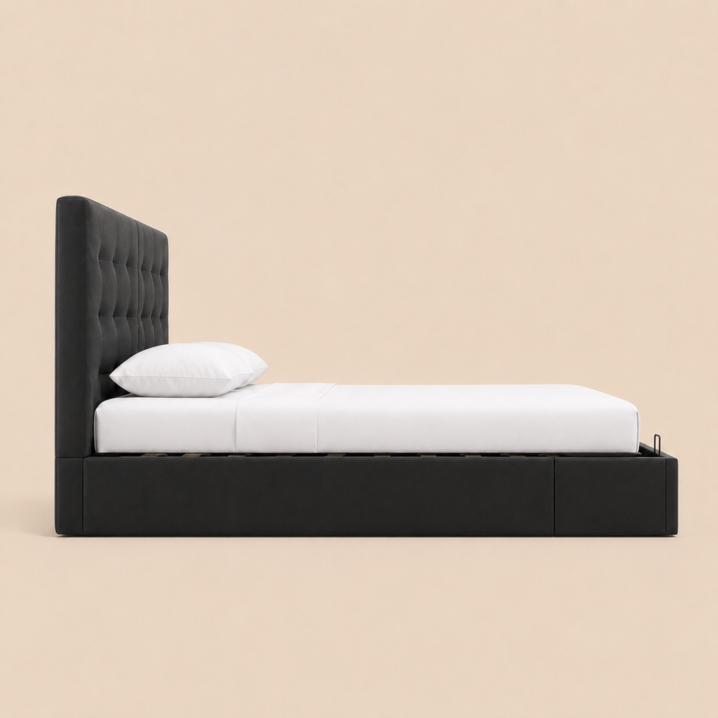 Lit Coffre NoliaHome – Tête de Lit Intégrée & Grand Rangement